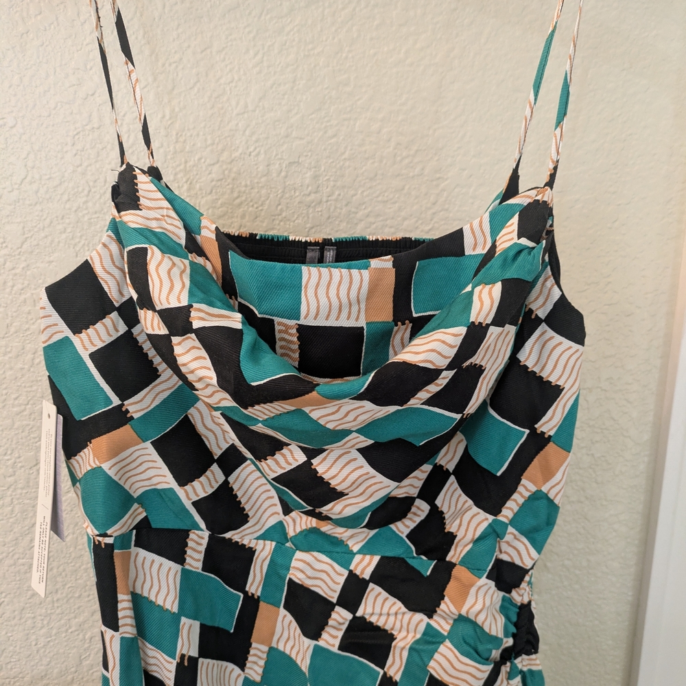 NWT - Anthropologie Asymmetrical Dress in Teal and Black - Picture 7 of 11